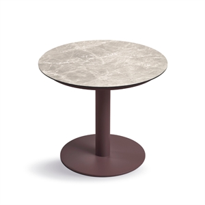 Cebu rundt sidebord - Taupe - Burgundy alu sokkel - Mål: Ø50 cm.